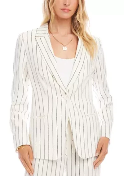Women's Linen Blend Stripe Blazer