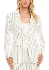 Women's Linen Blend Stripe Blazer