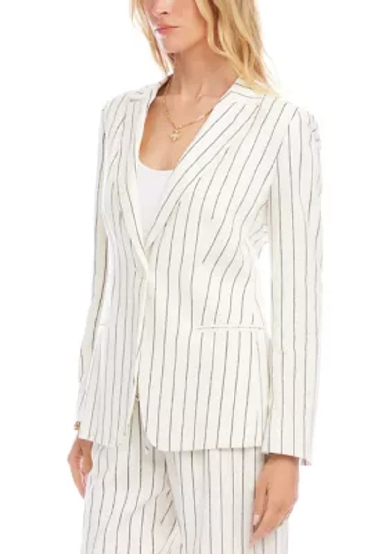 Women's Linen Blend Stripe Blazer