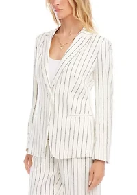 Women's Linen Blend Stripe Blazer