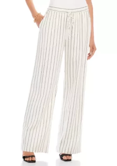 Women's Linen Blend Stripe Drawstring Pants