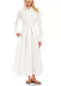 Women's Lace Applique Midi Shirtdress