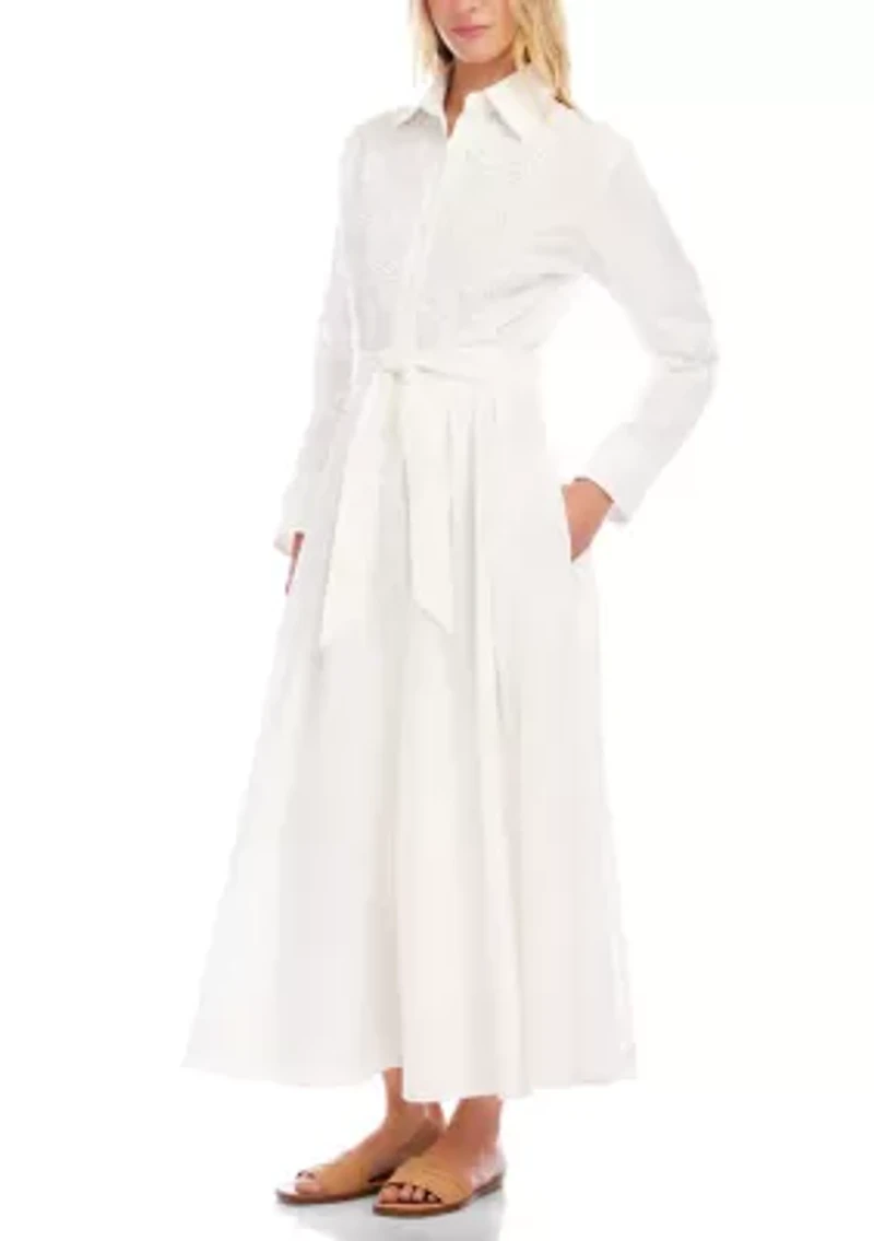 Women's Lace Applique Midi Shirtdress