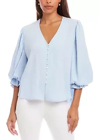 Women's Layered Sleeve Shirred Blouse
