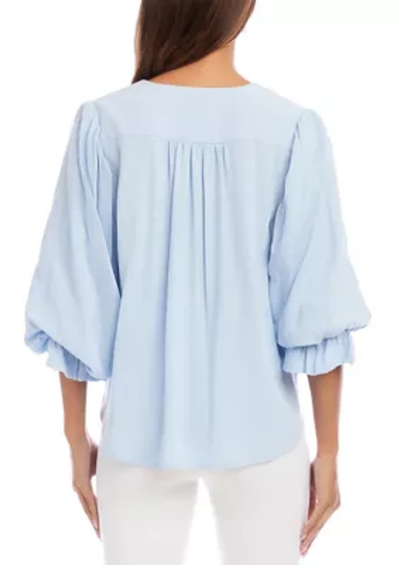 Women's Layered Sleeve Shirred Blouse