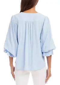 Women's Layered Sleeve Shirred Blouse