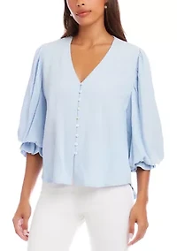 Women's Layered Sleeve Shirred Blouse