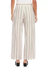 Women's Stripe Embroidered Cropped Drawstring Pants