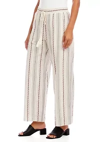 Women's Stripe Embroidered Cropped Drawstring Pants