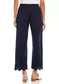 Women's Embroidered Scallop Edge Cropped Pants