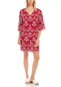 Women's Flare Sleeve Embroidered Dress