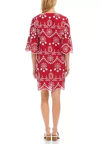 Women's Flare Sleeve Embroidered Dress