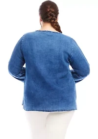 Plus Embroidered Boatneck Tunic