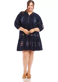 Plus Embroidered Lace Trim Dress