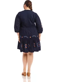 Plus Embroidered Lace Trim Dress