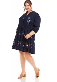 Plus Embroidered Lace Trim Dress
