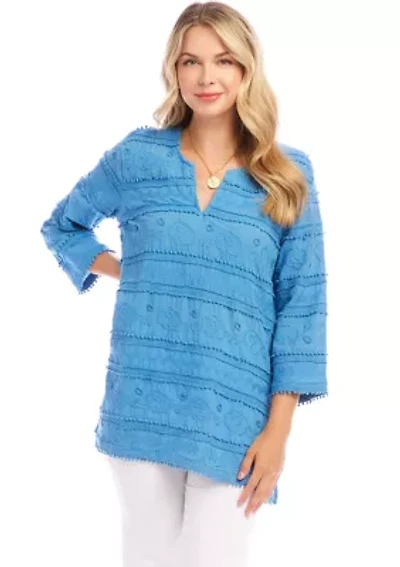 Women's 3/4 Sleeve Embroidered Tunic