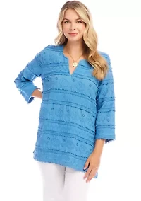 Women's 3/4 Sleeve Embroidered Tunic
