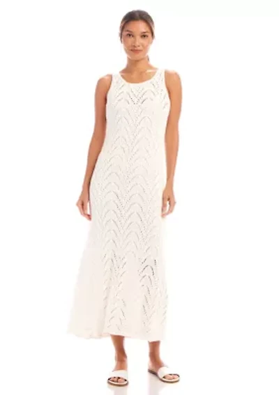 Women's Sleeveless Crochet Midi Dress