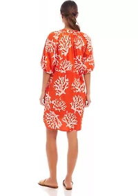 Petite Puff Sleeve Tassel Dress