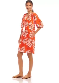 Petite Puff Sleeve Tassel Dress