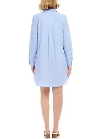 Women's Stripe Roll-Tab Embellished Shirtdress