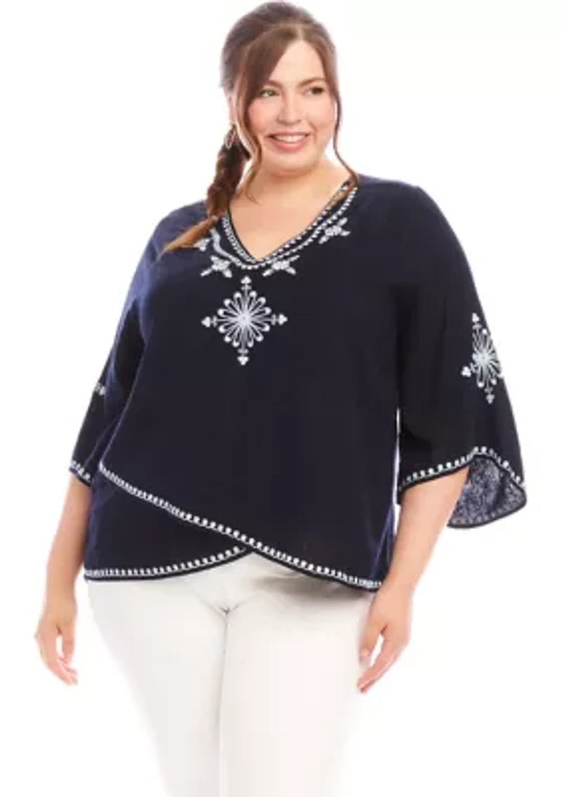 Plus Bracelet Sleeve Asymmetric Top