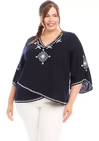 Plus Bracelet Sleeve Asymmetric Top