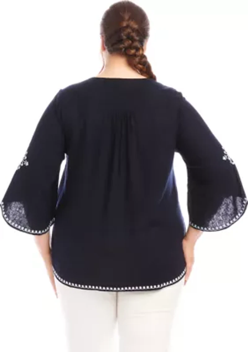 Plus Bracelet Sleeve Asymmetric Top