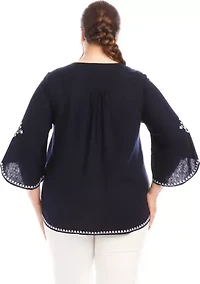 Plus Bracelet Sleeve Asymmetric Top