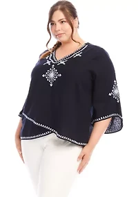 Plus Bracelet Sleeve Asymmetric Top