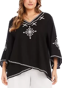 Plus Bracelet Sleeve Asymmetric Top