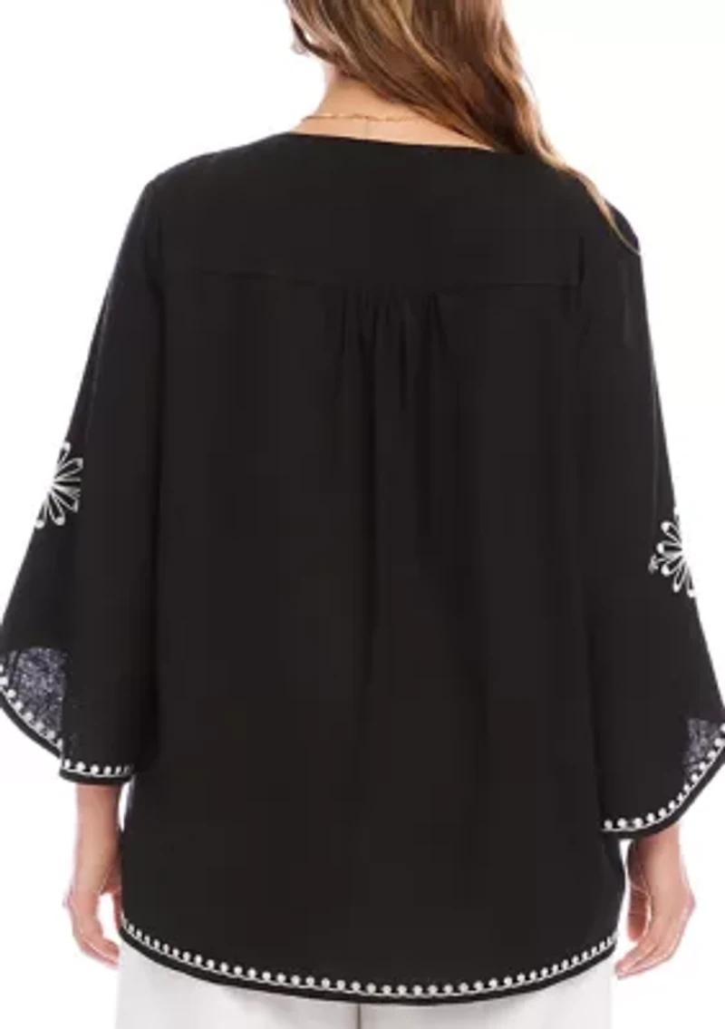 Plus Bracelet Sleeve Asymmetric Top