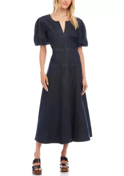 Women's Puff Sleeve Midi Dress