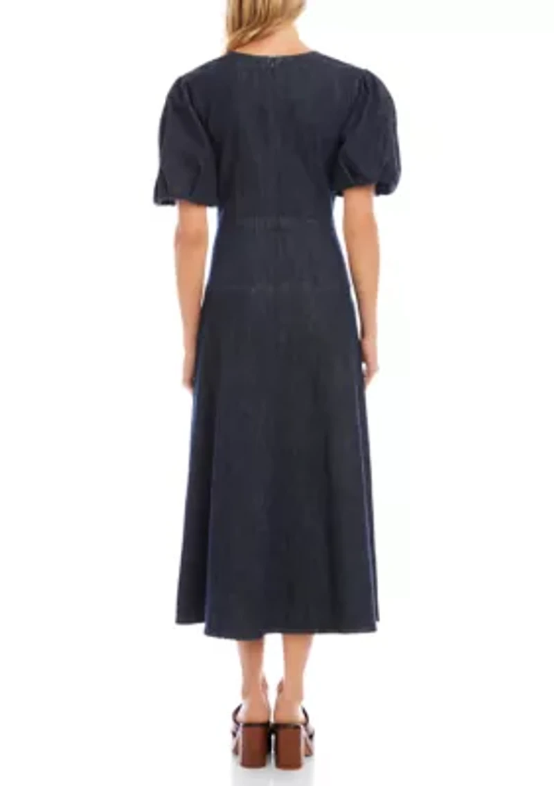 Women's Puff Sleeve Midi Dress