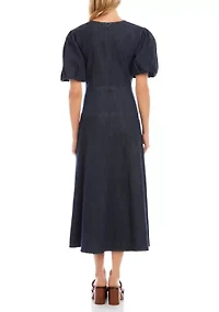 Women's Puff Sleeve Midi Dress