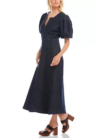 Women's Puff Sleeve Midi Dress