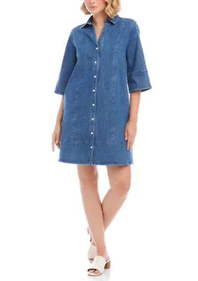 Petite Flare Sleeve Shirtdress