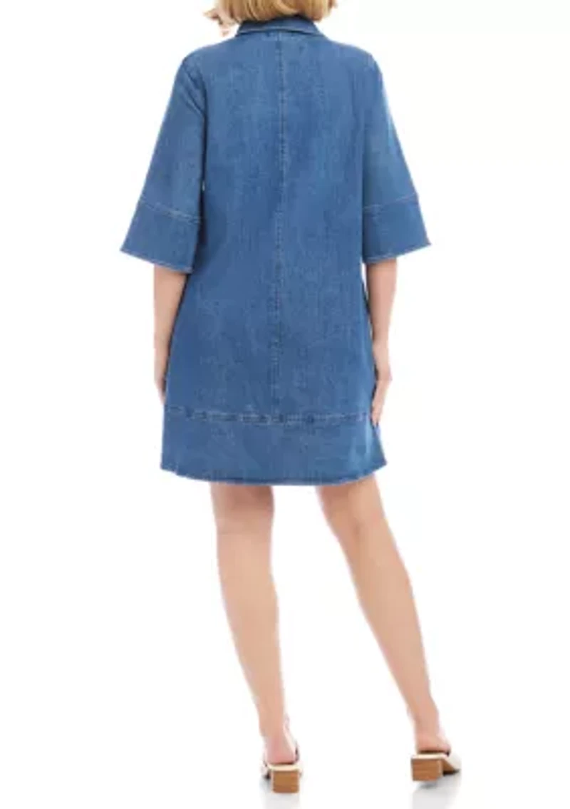 Petite Flare Sleeve Shirtdress
