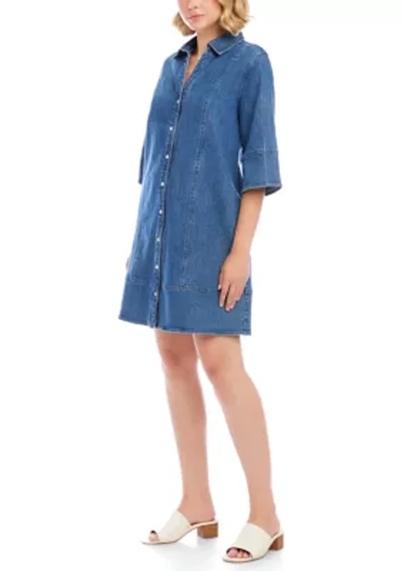Petite Flare Sleeve Shirtdress
