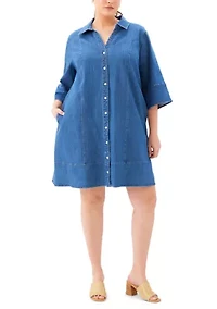 Plus Flare Sleeve Shirtdress