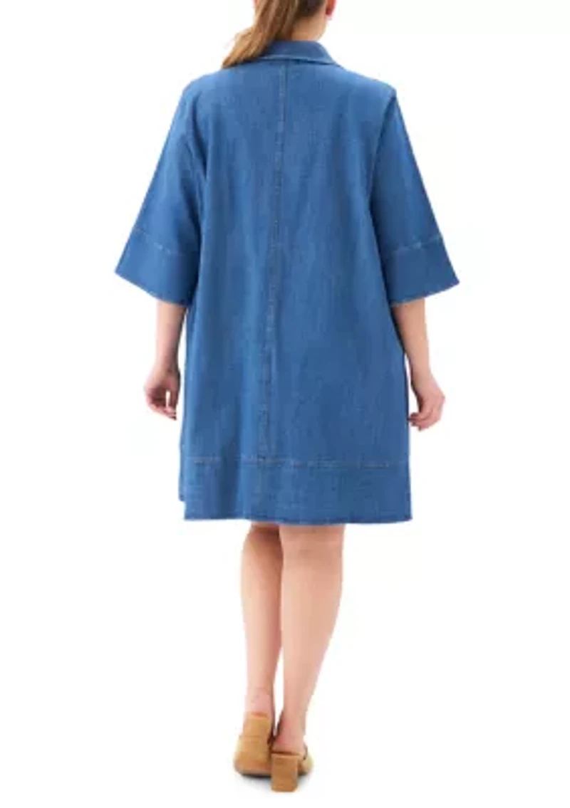 Plus Flare Sleeve Shirtdress