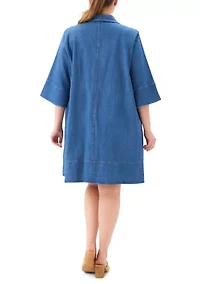 Plus Flare Sleeve Shirtdress