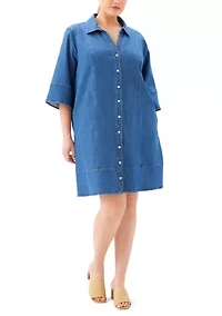 Plus Flare Sleeve Shirtdress