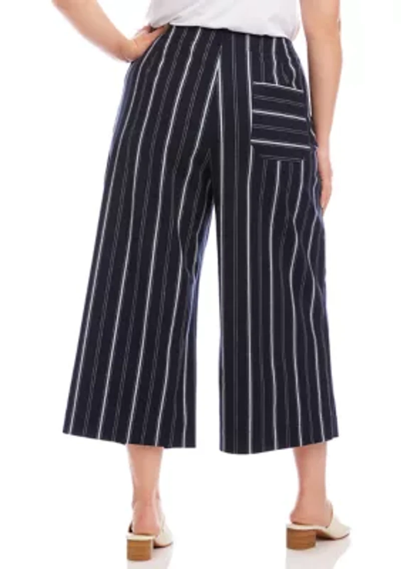 Plus Stripe Cropped Wide-Leg Pants
