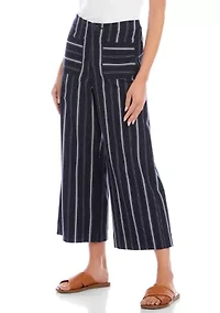 Women's Striped Cropped Wide-Leg Pants