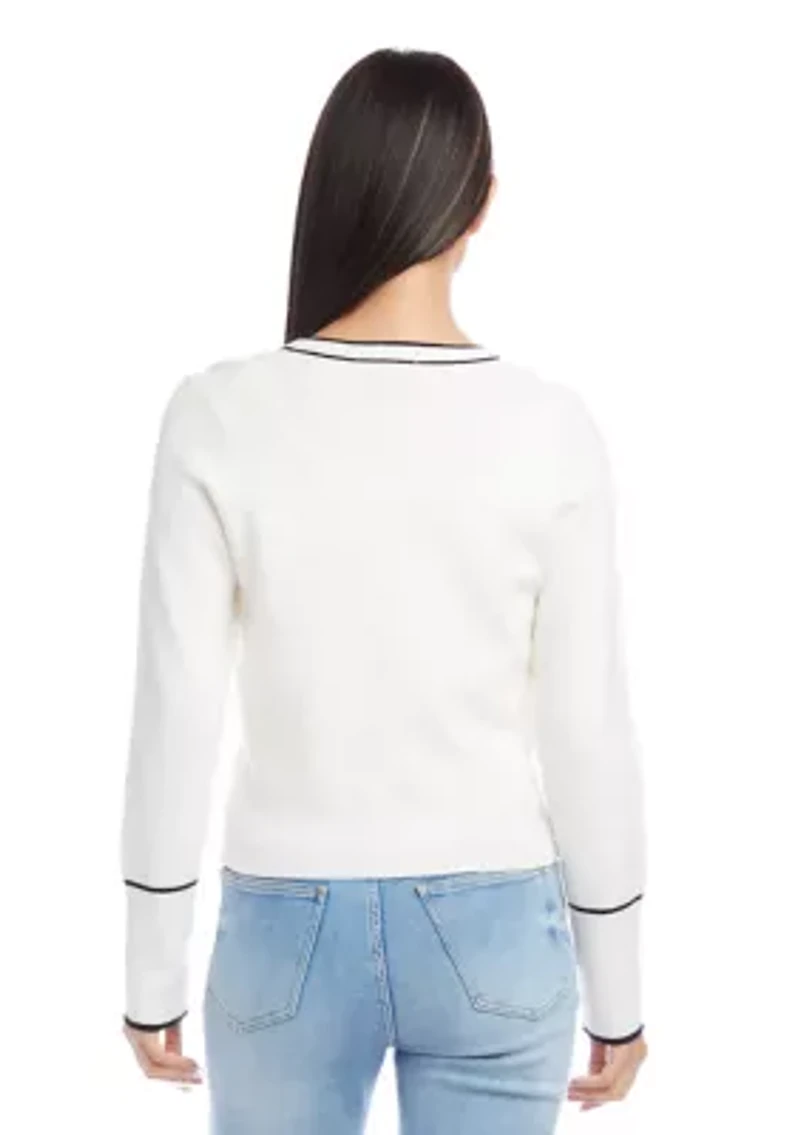 Petite Contrast Trim Cardigan