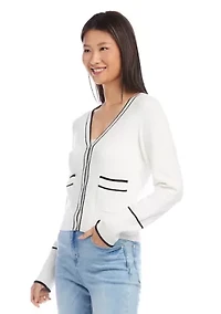 Petite Contrast Trim Cardigan
