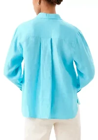 Women's Long Sleeve Linen Button-Up Shirt