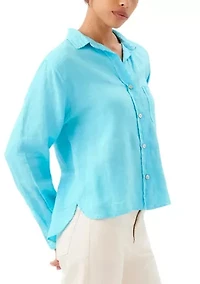 Women's Long Sleeve Linen Button-Up Shirt
